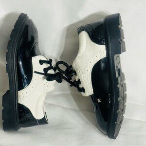 Unisex Toddler Oxford Saddle Shoes Black & White 24 mos Retro 50s Rockabilly EUC